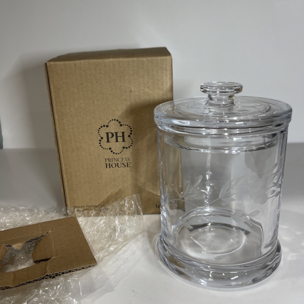 Princess House Heritage Jar Franco 1693 Clear Etched Floral